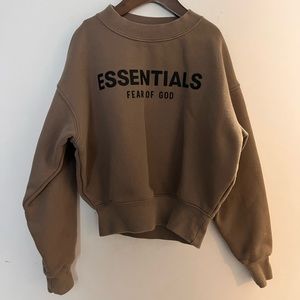 Kids Fear of God Essentials Taupe Crew Neck Sweatshirt